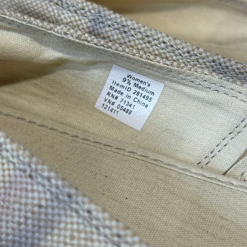 L.L.Bean Women's Slip On Espadrille Shoes Size‎ 9.5 Medium Beige Purple Stripe